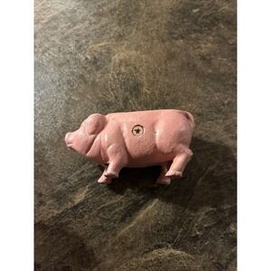 4" Small Painted Old Cast Iron PIG / still bank pink